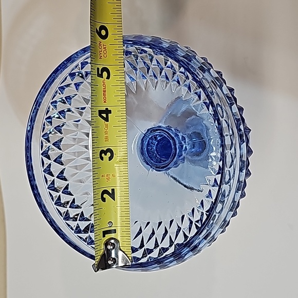 Indiana Glass Blue Diamond Point Footed Compote - Picture 11 of 11